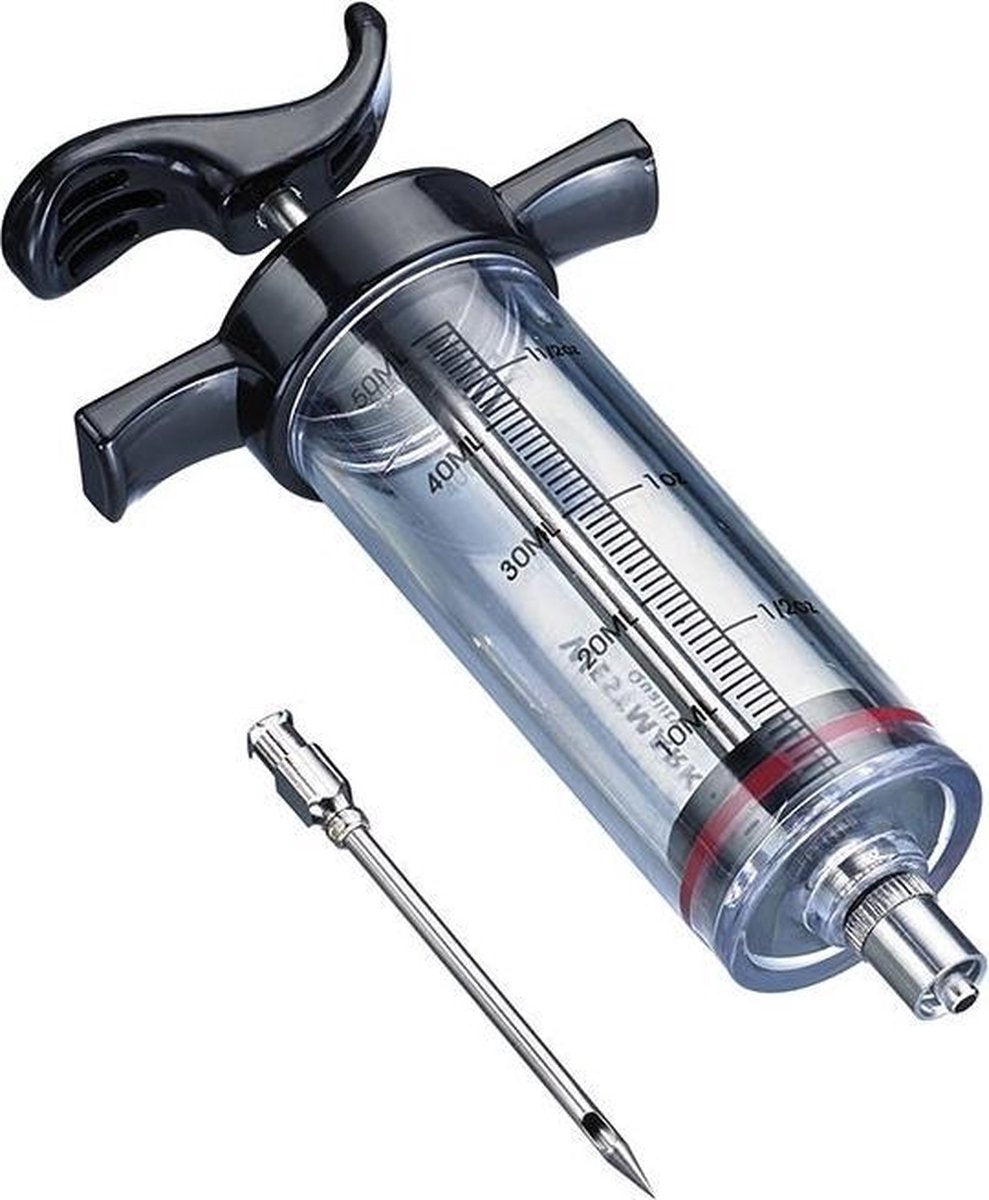 Siringa per marinata Westmark con ago rimovibile, lunghezza: 22,5 cm, con scala fino a 50 ml, plastica acciaio inossidabile, nero trasparente, 61422280