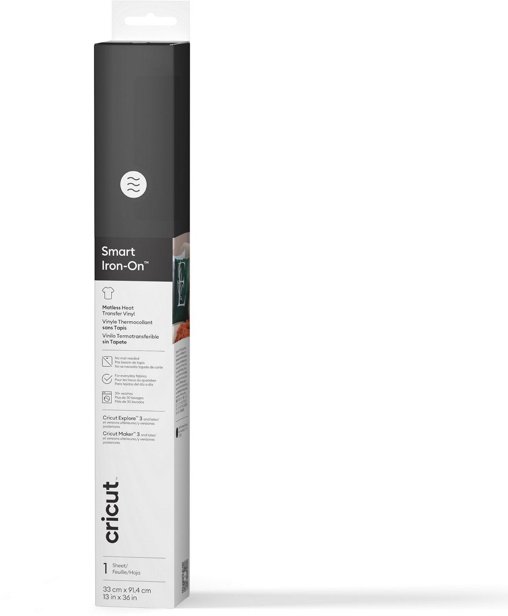 Cricut Smart Iron-On™ Nero, tappetino non richiesto – Vinile a trasferimento termico (36 pollici)