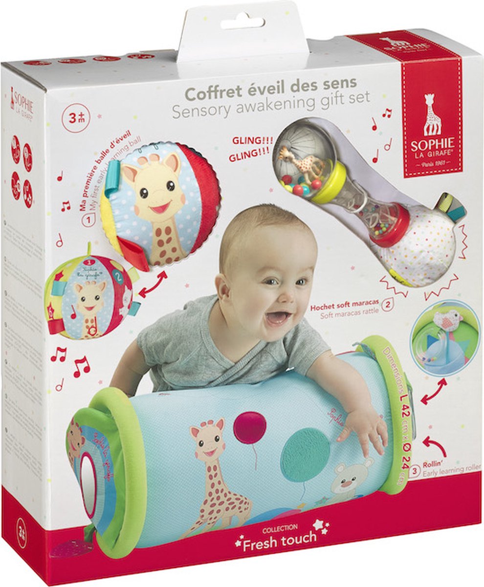 Set risveglio sensoriale Sophie la giraffa - set regalo - set da gioco - giocattoli per bambini - 3 giocattoli - a partire da 3 mesi