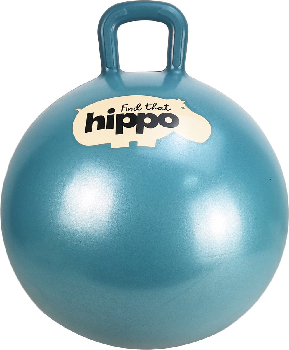 Find that hippo springbal - donkerblauw - ø45 cm - inclusief pomp - motoriek en balans - 2 jaar
