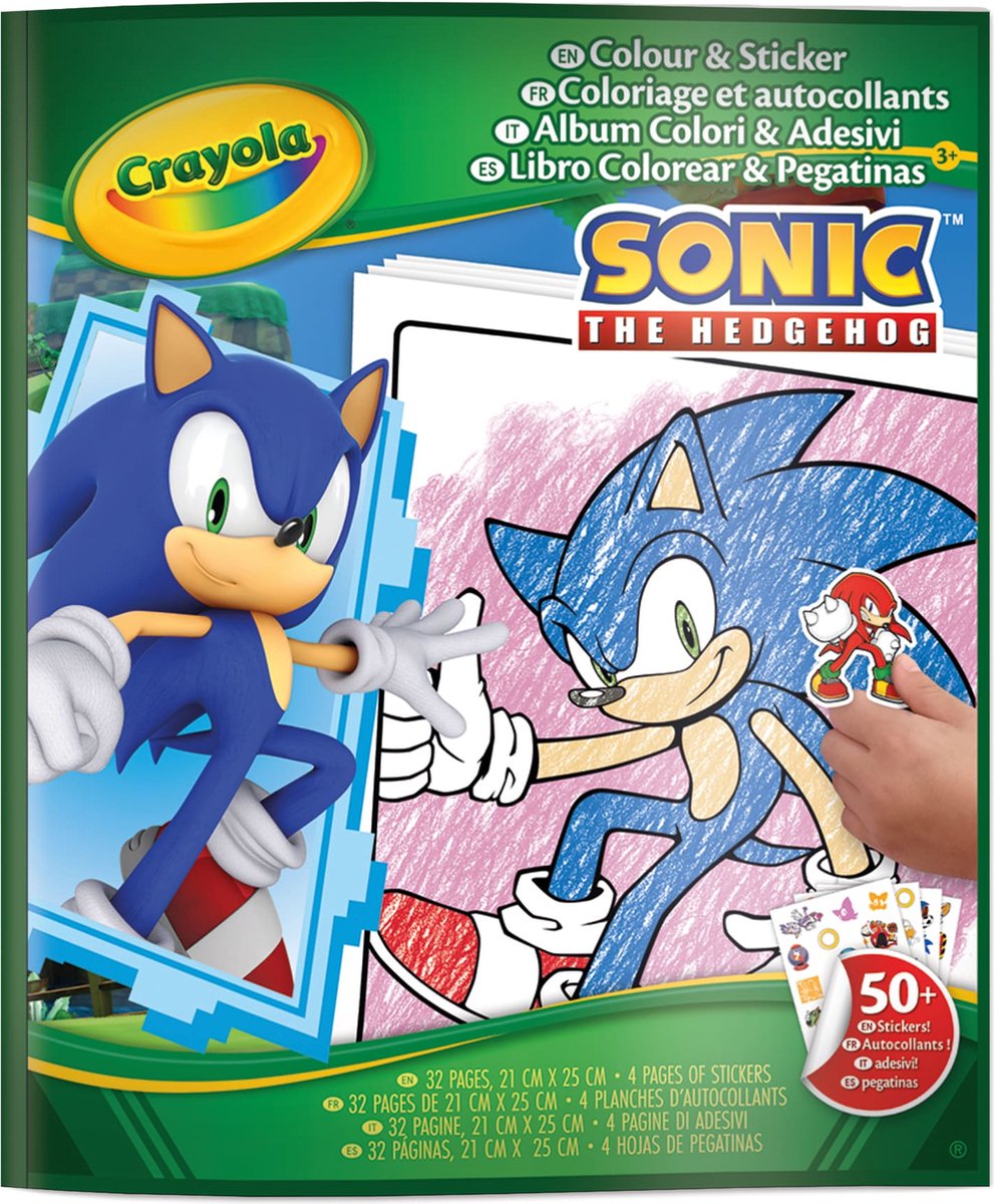 Crayola - libro da colorare - libro da colorare sonico con adesivi