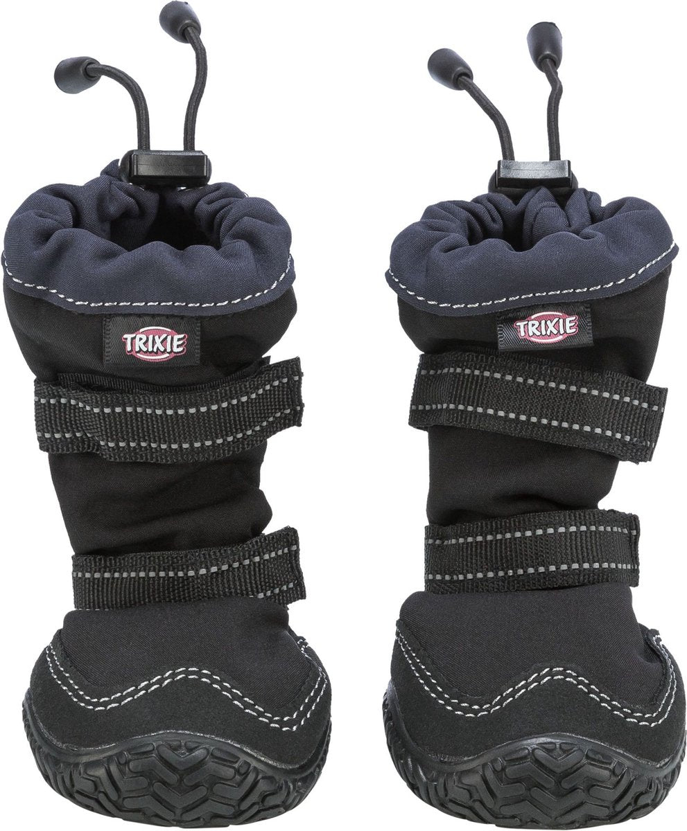 Trixie walker active long - hondenschoenen - xs s - zwart - 2 st