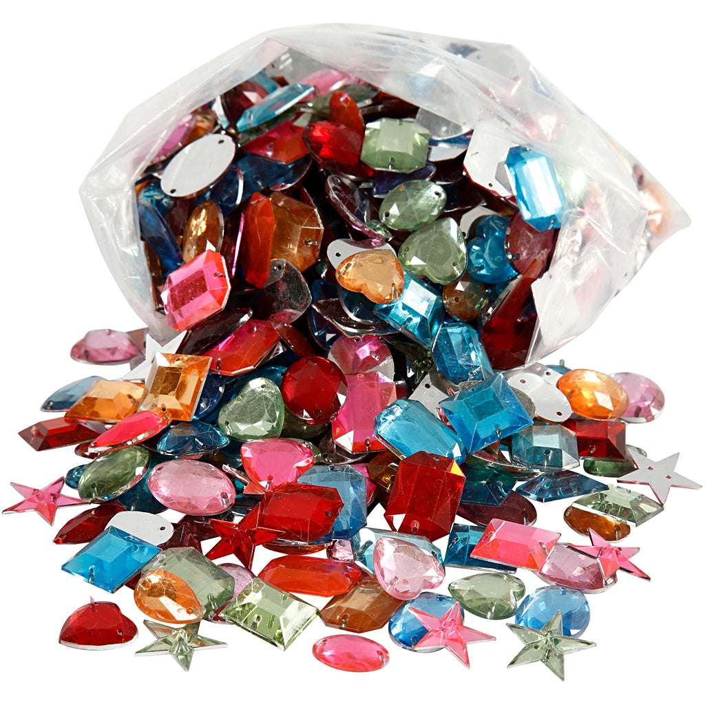Creative Company Strasstones, Dim 10-17 mm, ca. 800 pezzi, vari colori, 210 g 1 scatola