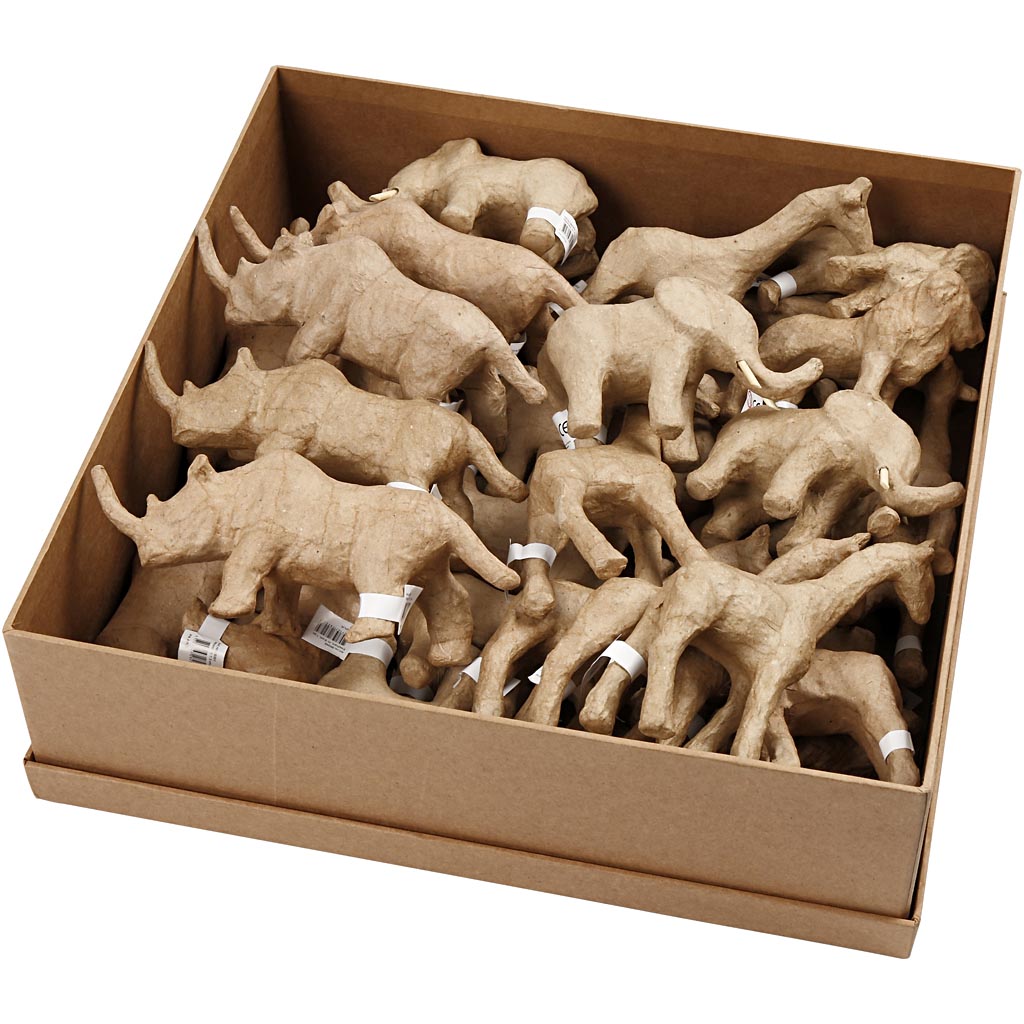 Papel maché Animales de la Selva, 32 uds.