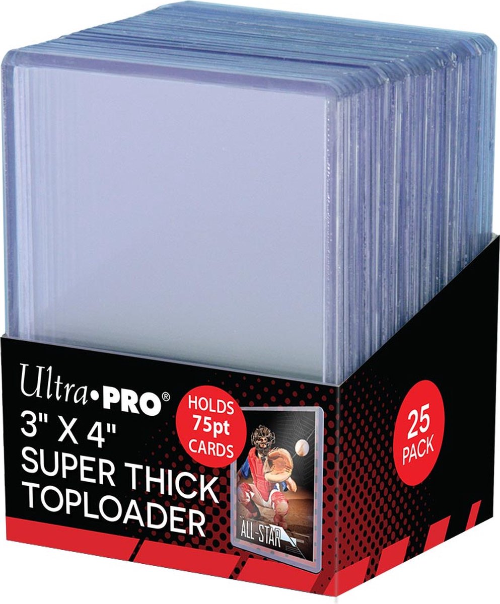 Ultrapro ultra pro - protectores de tarjetas estándar toploader transparentes y súper gruesos 25 piezas (63 x 88 mm)