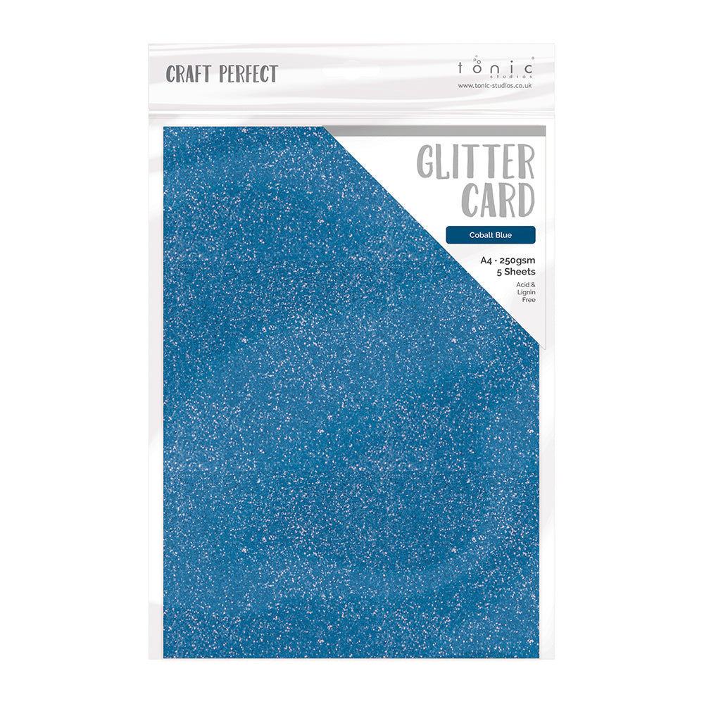 Tonic Studios • cartoncino a4 x5 glitter blu cobalto