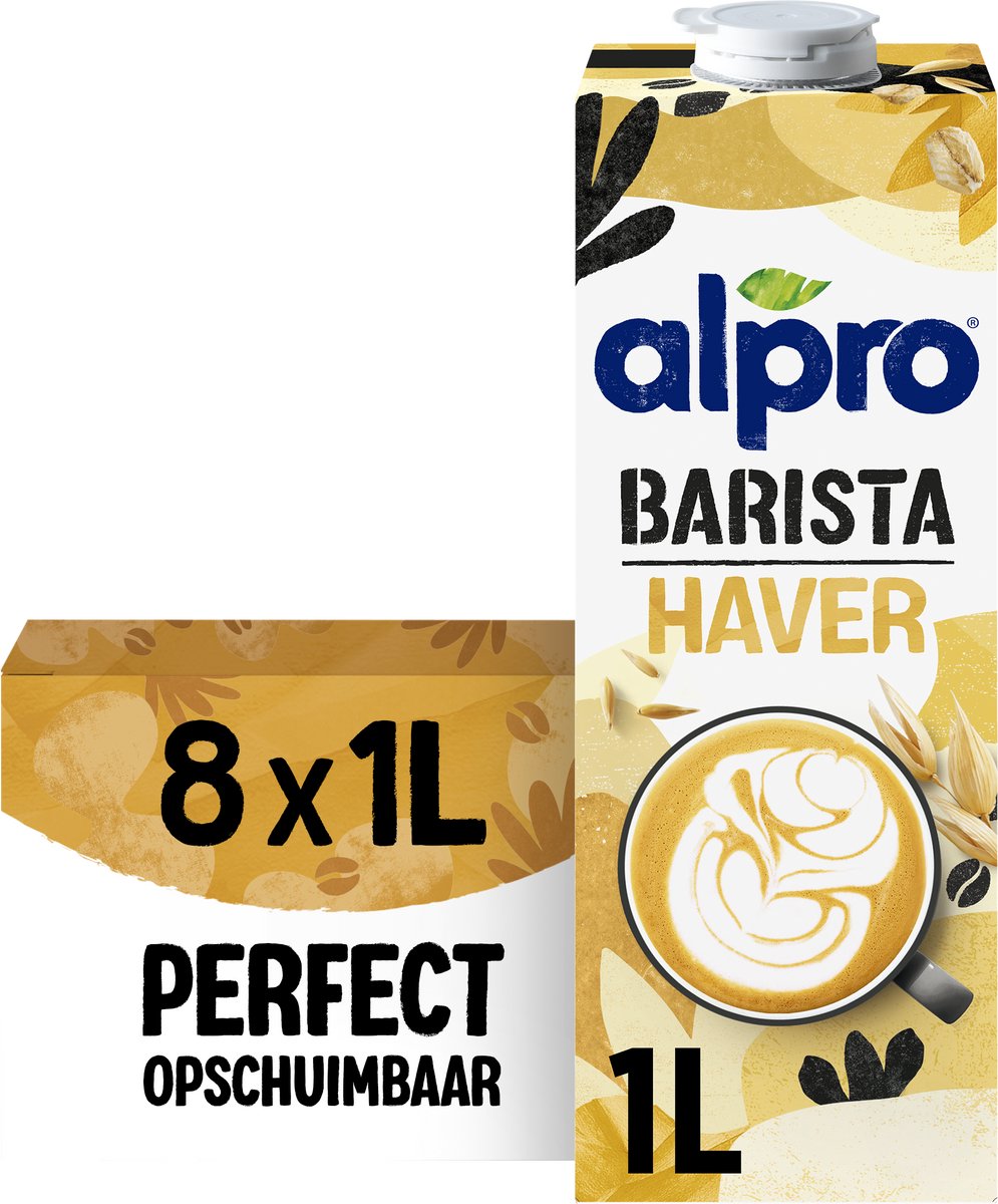 Bevanda d'avena Alpro Barista – a lunga conservazione – latte vegetale – perfetta per il caffè – senza lattosio – 8 x 1l
