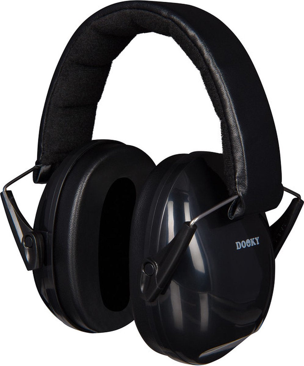 Dooky gehoorbescherming kinderen - verstelbare koptelefoon 5-16 jaar - 28db isolatie - ideaal voor school, evenementen drukke omgevingen - oorkappen met opbergzakje - noise cancelling headphones - zwart