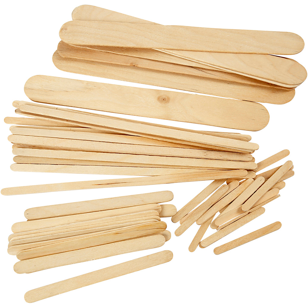 Bastoncini per ghiaccioli Creativ company, l: 5,5+11,5+19+20 cm, l: 6+10+25 mm, naturale, 4250 pezzi 1 scatola