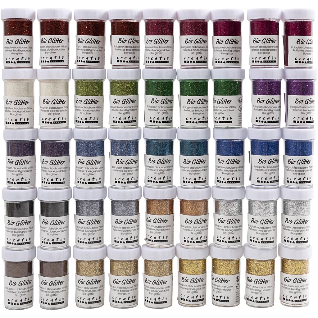 Creativ company bio brillantini, vari colori, 46x27 ml 1 scatola