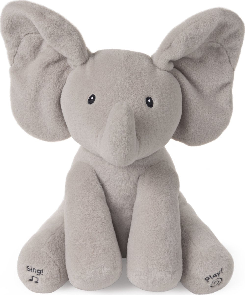 Gund baby - geanimeerde flappy de olifant - knuffel - grijs - 30,5 cm - nederlands gesproken