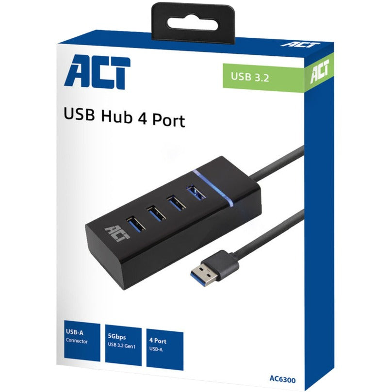 Connettività ACT AC6300 USB Hub USB 3.2 Gen 1 con 4 porte USB-A