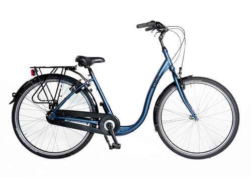 Aldo 28 pollici di comfort in bicicletta a basso ingresso alu 3V a ruota libera blu
