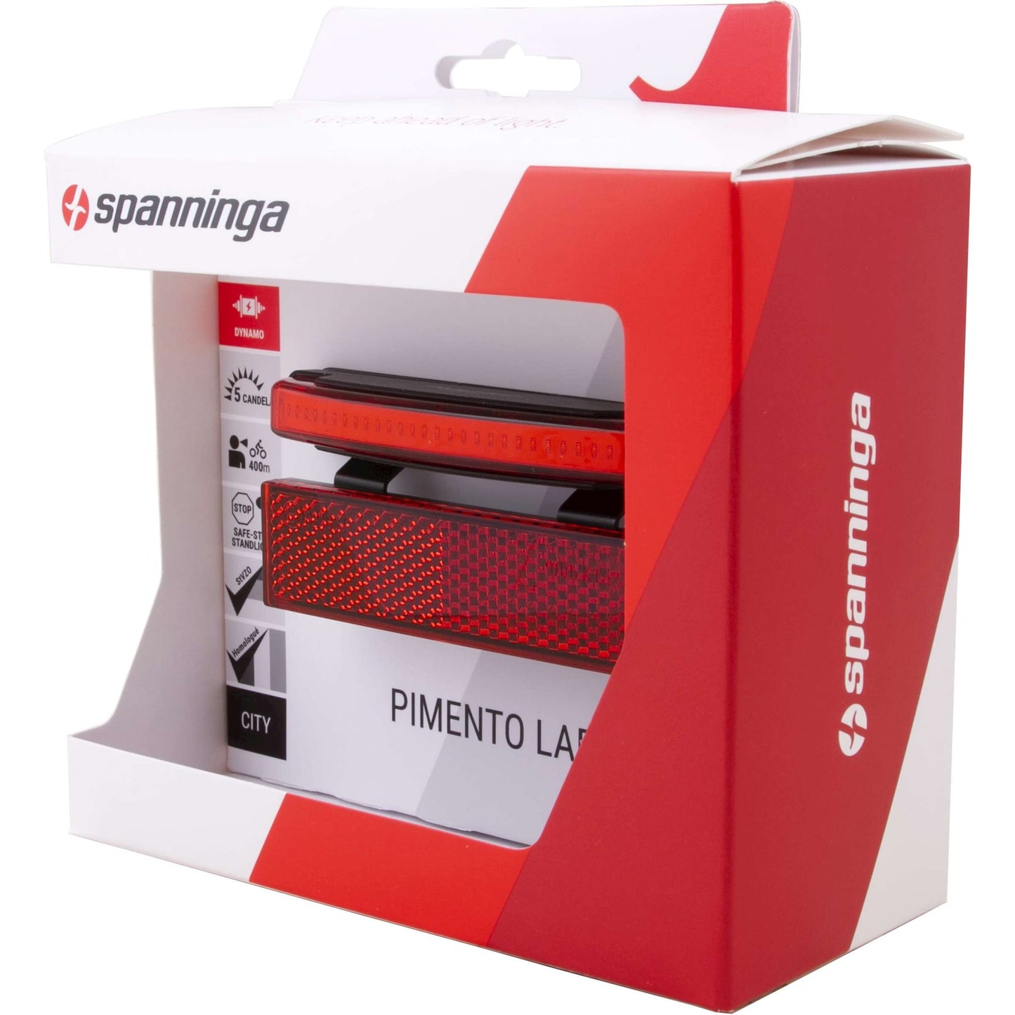 Spaninga trasera de luz trasera pimento grande xdvs dinamo 80 mm