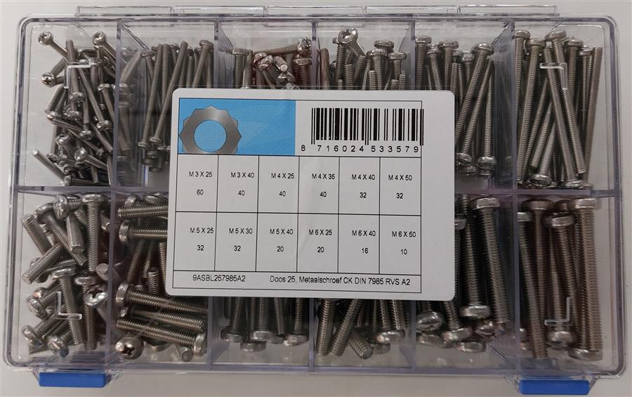 Assortimento di viti metalliche d7985 acciaio inox a2