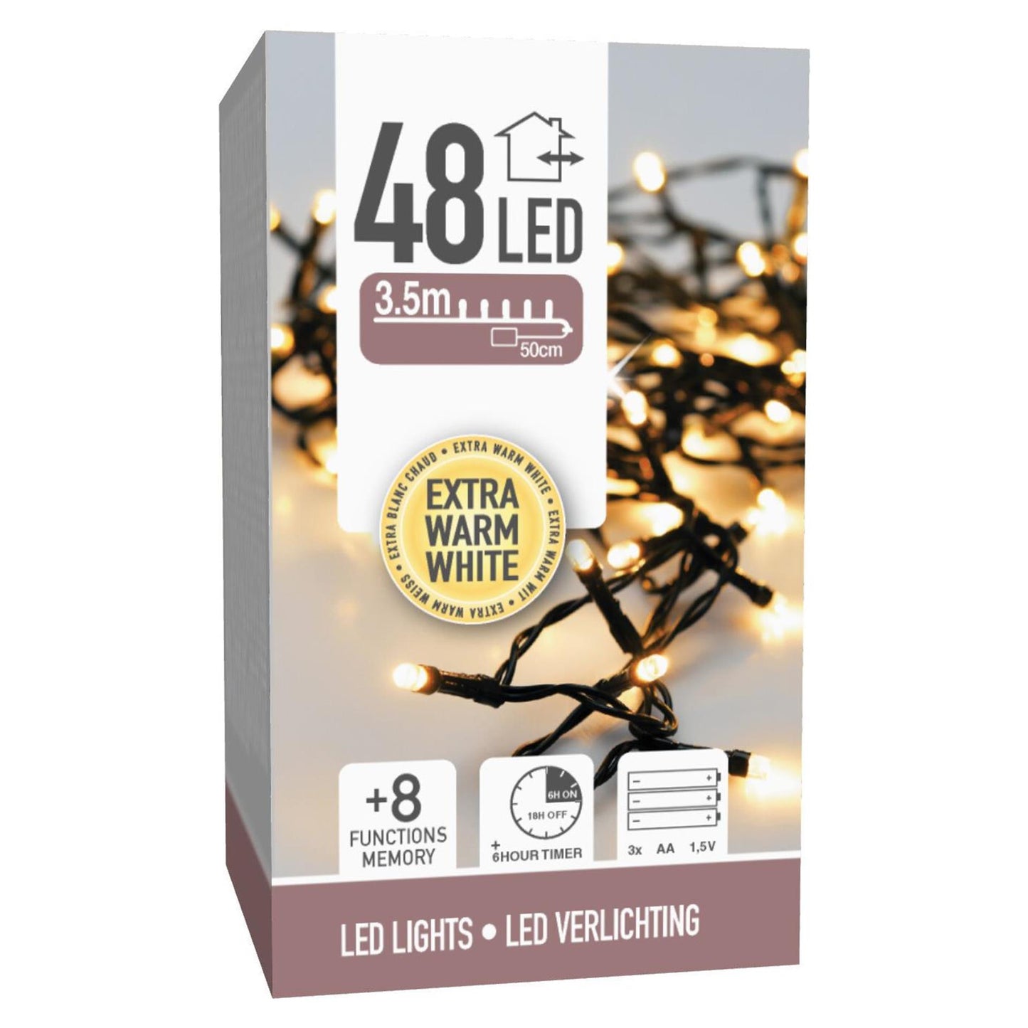 Luces navideñas 48LED batería blanco cálido