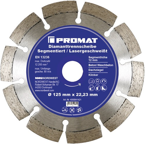 Lama per sega diamantata Promat tecwerk | D. 125 mm foro 22, 23 mm | saldato al laser | 12mm-4000841421