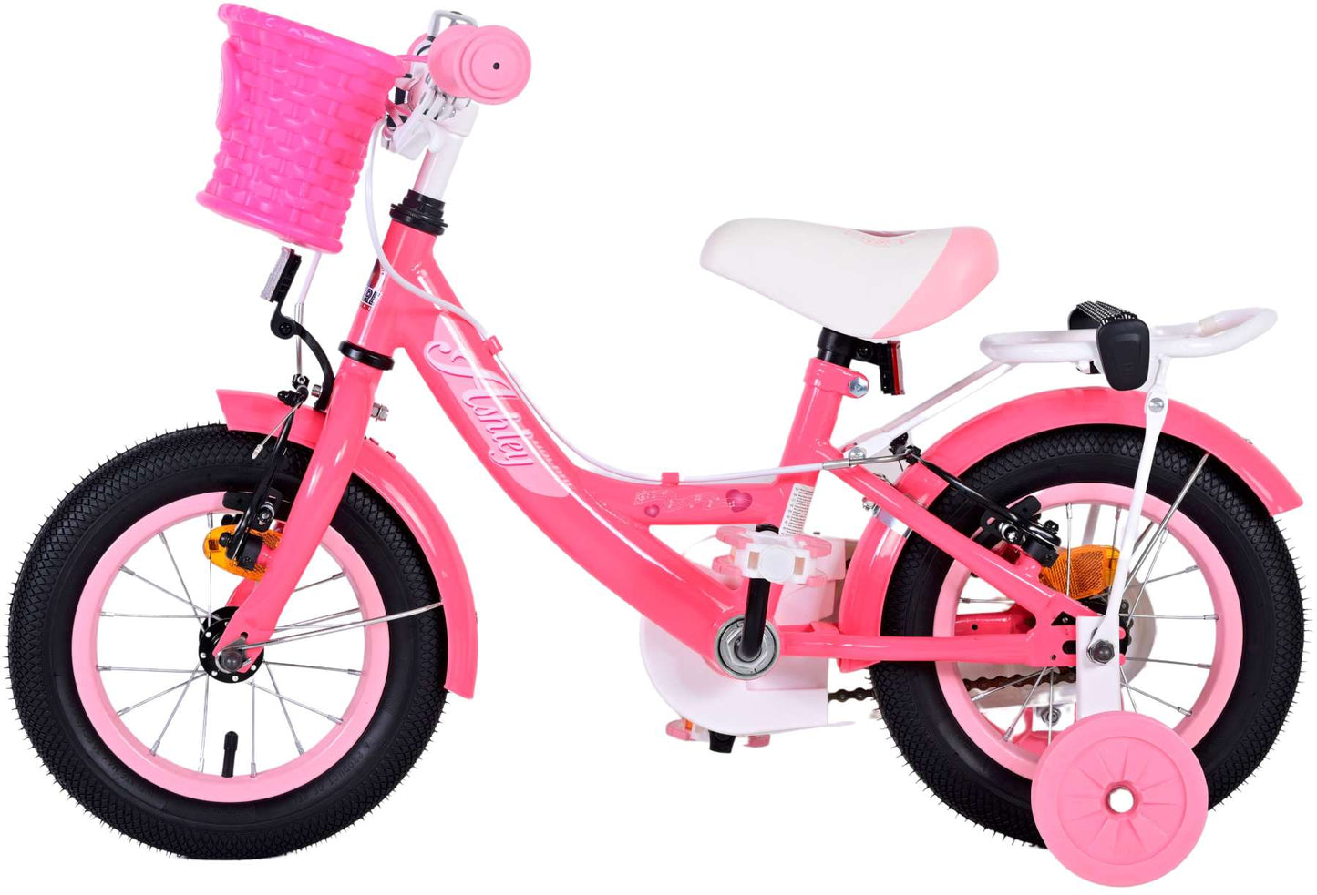 Volare Ashley Kinderfiets - Meisjes - 12 inch - Roze Rood - Twee handremmen