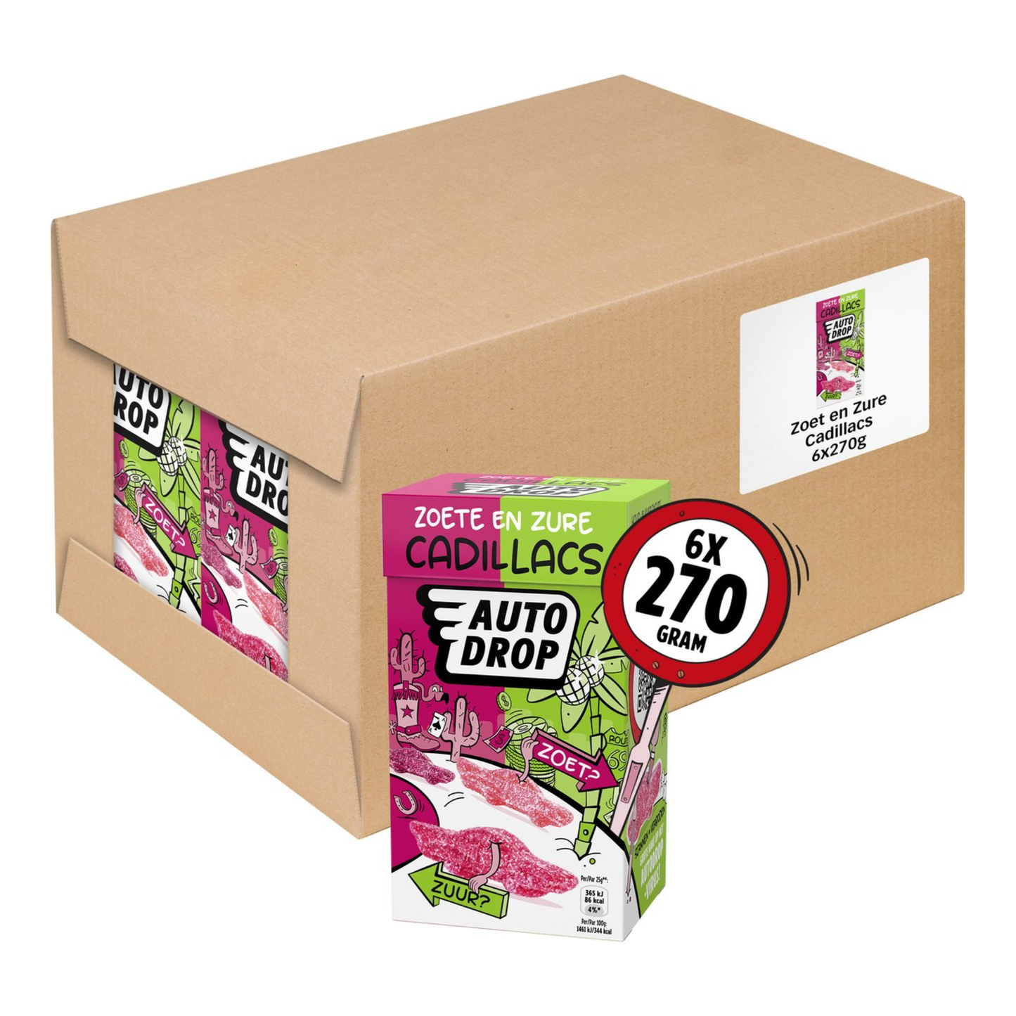 Autodrop mixdoos zoete zure cadillacs (6x 270gr)