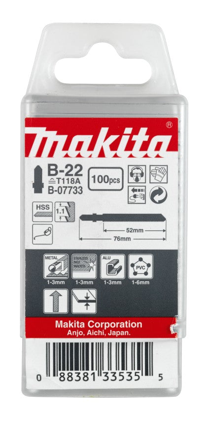 Accesorios makita hoja de sierra de calar b22 - t118a | 100 piezas - b-07733