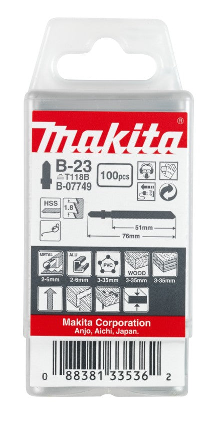 Accesorios Makita hoja de sierra de calar b23 - t118b | 100 piezas - b-07749