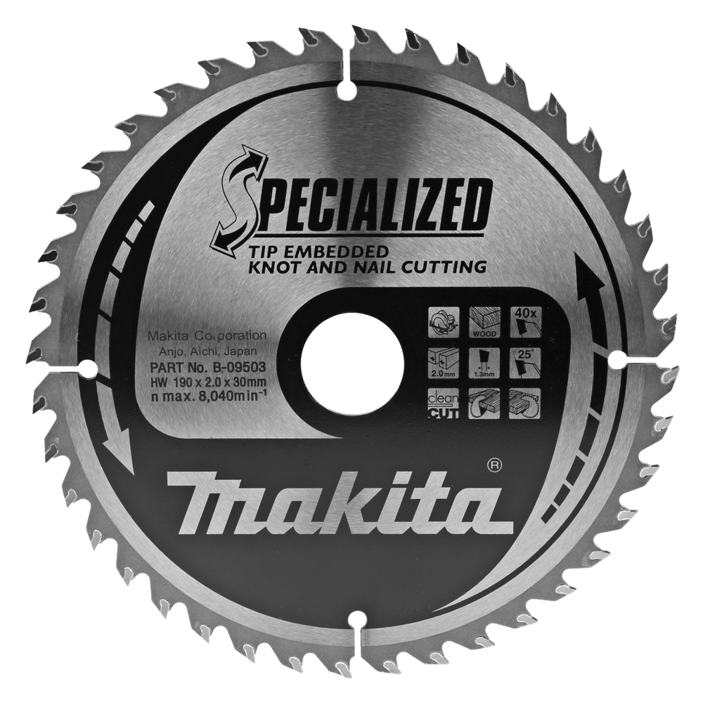 Lama per sega Makita | tipo | 190x30x2,0 | 40t | 23 gradi - b-09503