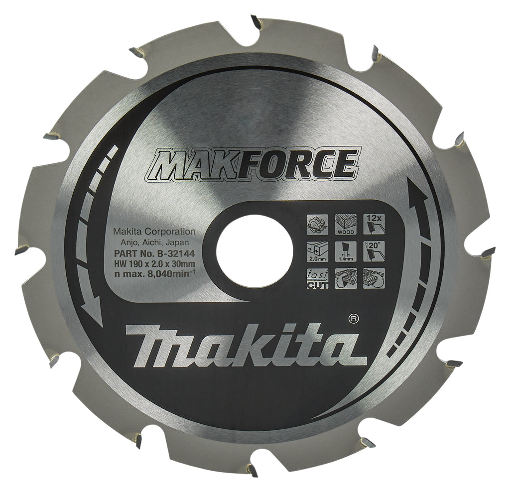 Accessori Makita lama per sega circolare | legno | 190x30x2,0 12t 20g - b-32144