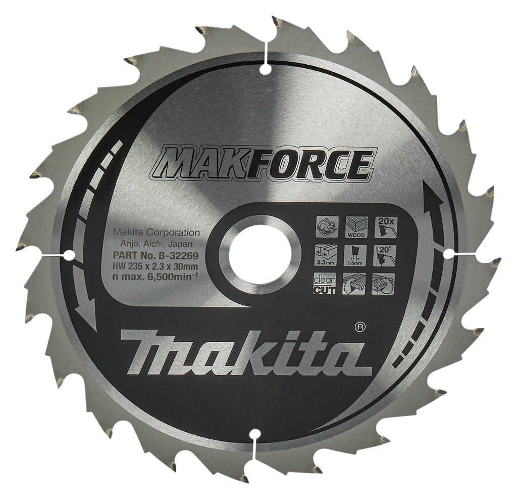 Accesorios Makita hoja de sierra circular | madera | 235x30x2.3 20t 20g - b-32269