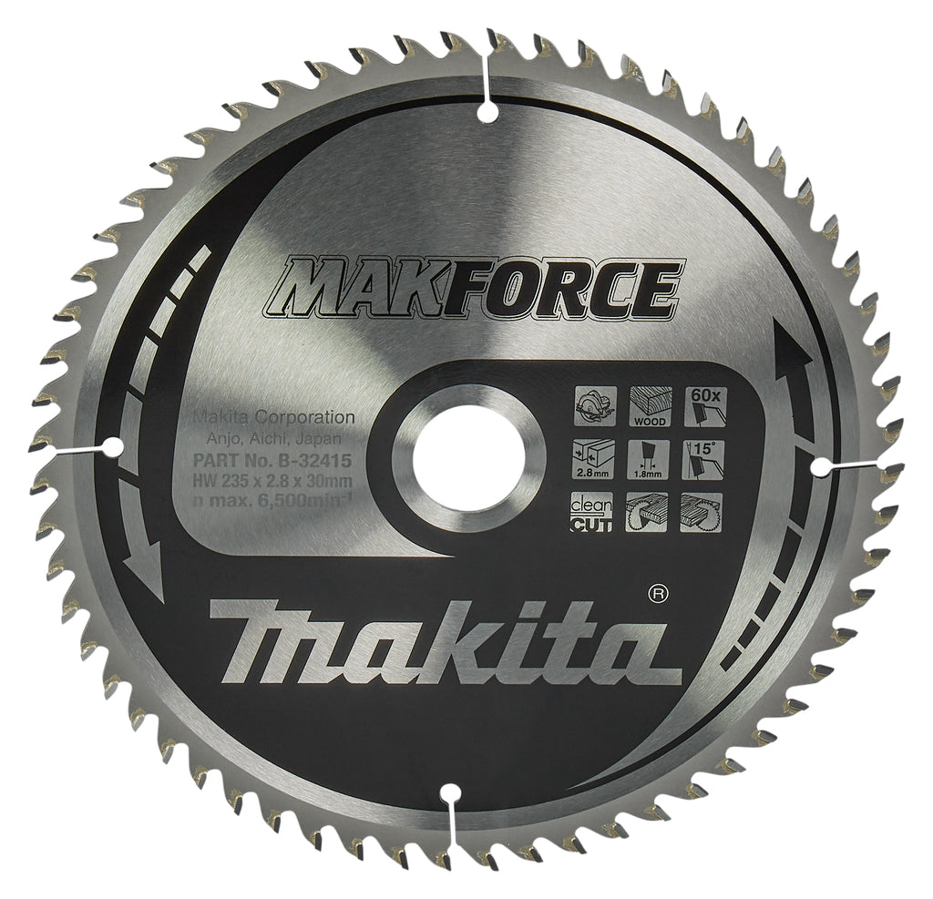 Accesorios Makita hoja de sierra circular | madera | 235x30x2.8 60t 15g - b-32415