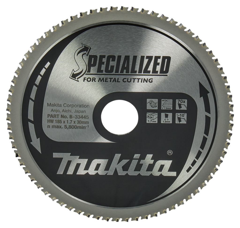 Accessori Makita lama per sega circolare | lamiera d'acciaio sottile | 185x30x1,7 70t -10g - b-33445