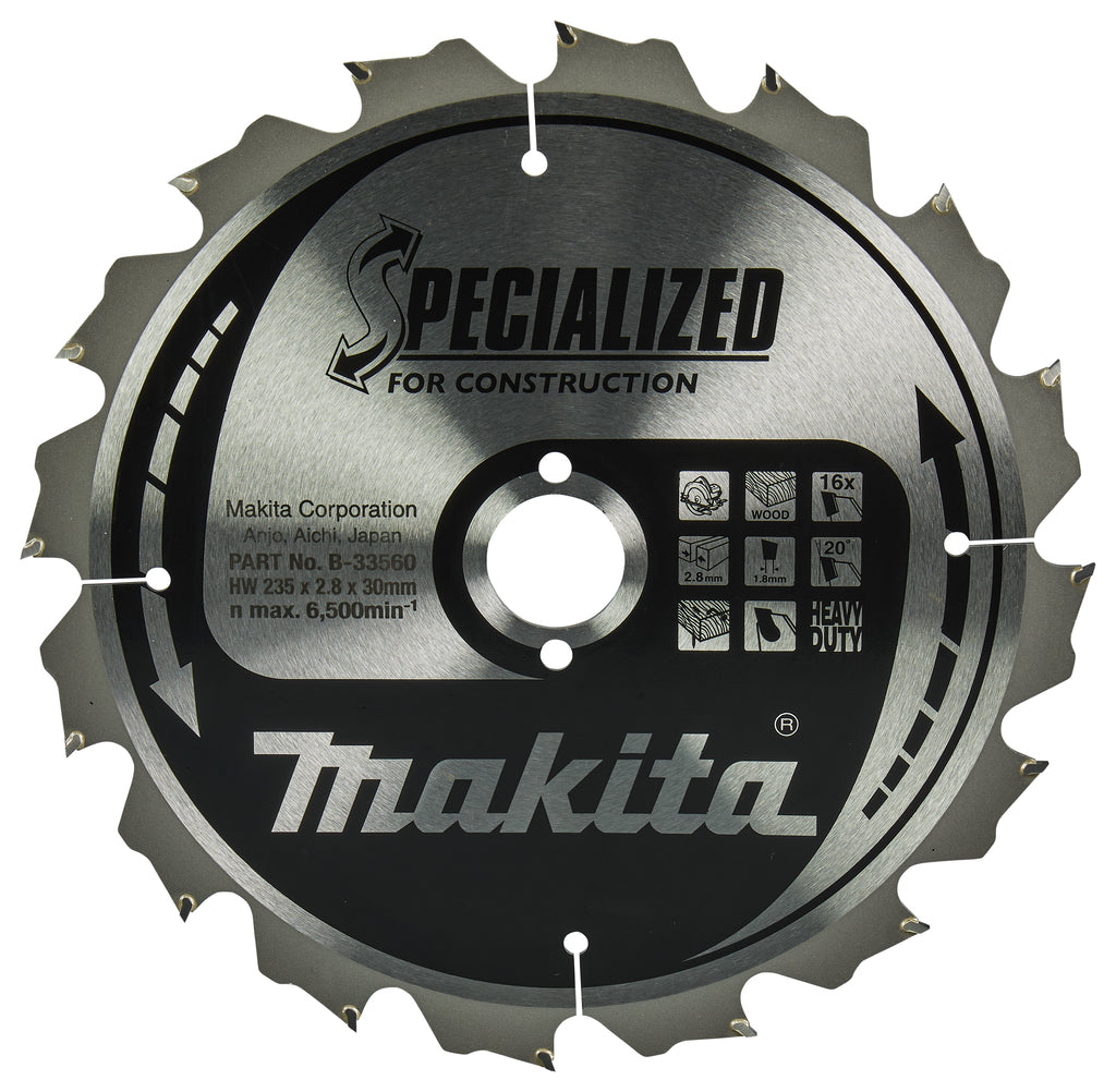 Accesorios Makita hoja de sierra circular | madera | 235x30x3 16t 20g - b-33560