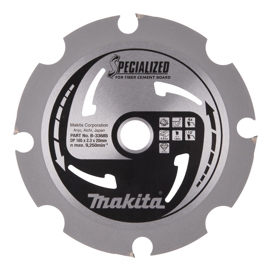 Accessori Makita lama per sega circolare | pannello in fibrocemento | pcd 165x20x2,3 4t 12g - b-33685