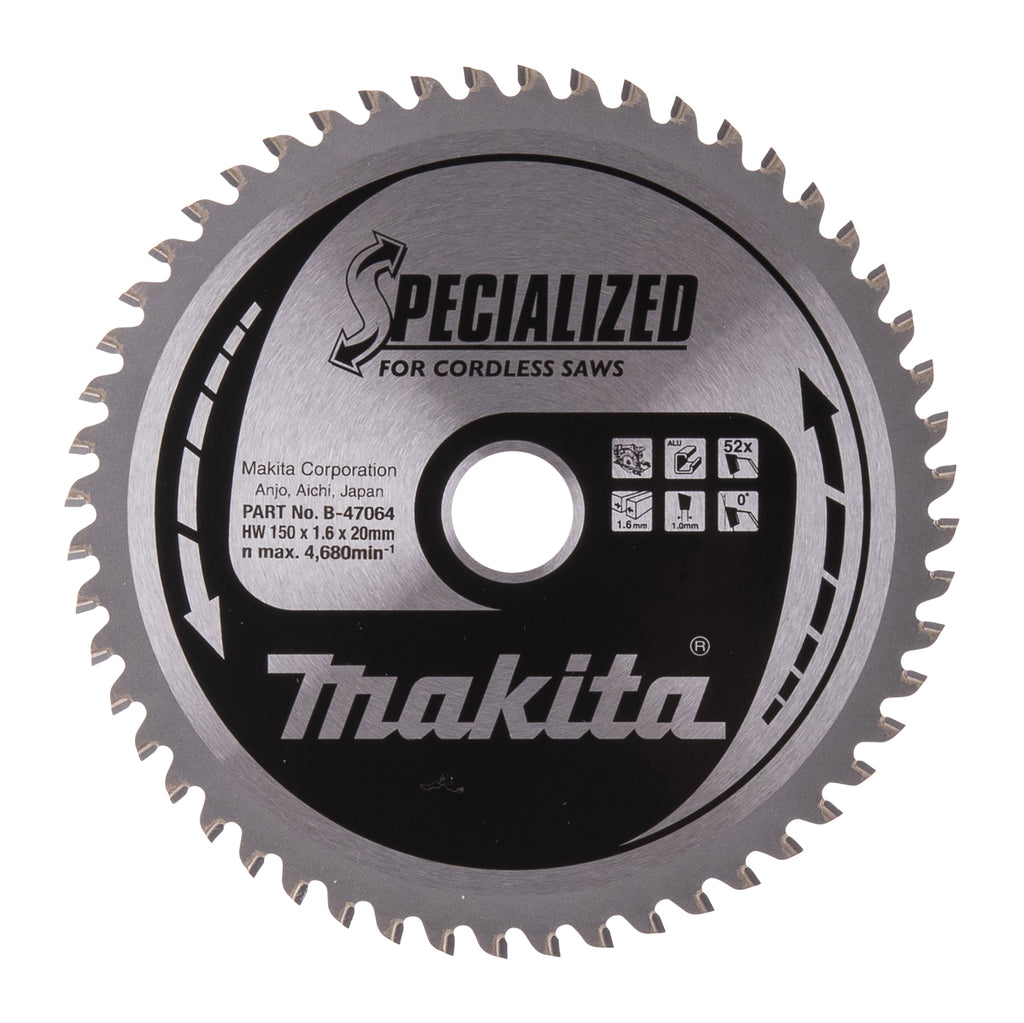 Accesorios Makita hoja de sierra circular | aluminio | 150x20x1.6 52t 0gr - b-47064
