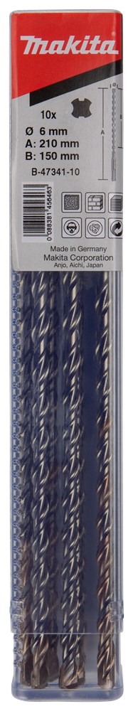 Accesorios makita p2s:sds-plus taladro 6x210mm 10uds - b-47341-10