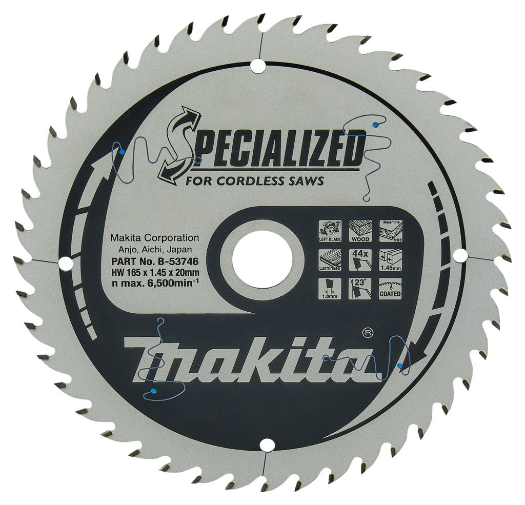 Accessori Makita lama per sega circolare | melammina| 165x20x1,45 44t 23g - b-53746