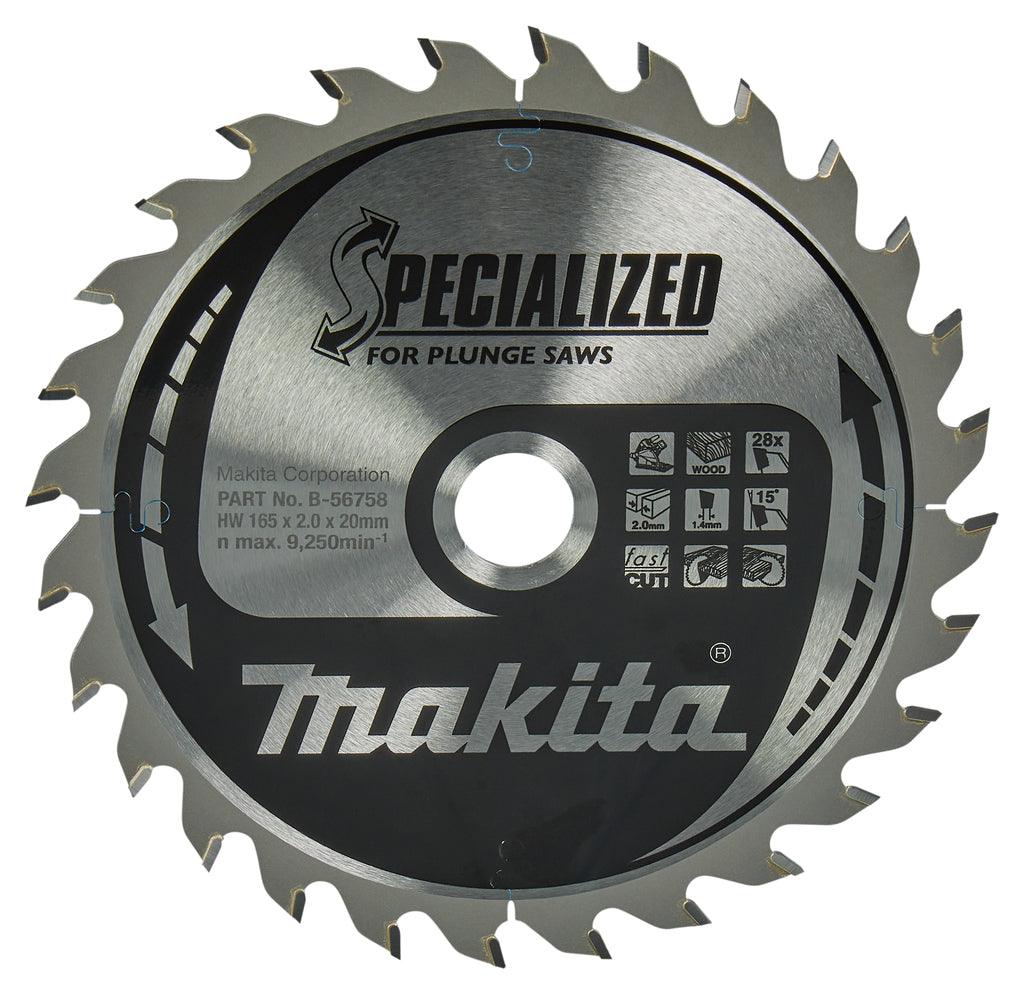 Accessori Makita lama per sega ad immersione | legno | 165x20x2 28t - b-56758