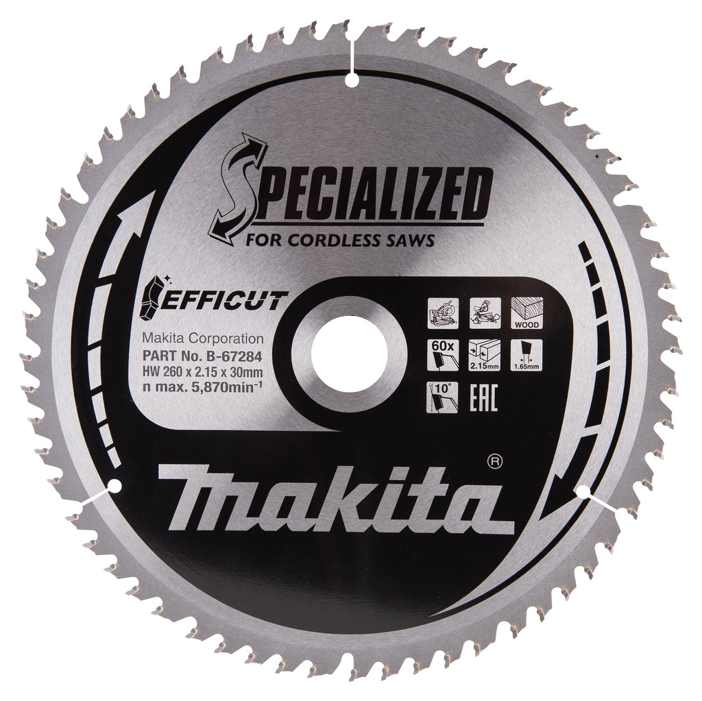 Accessori Makita lama per sega trasversale legno efficut 260x30x2,15 60t 10g - b-67284
