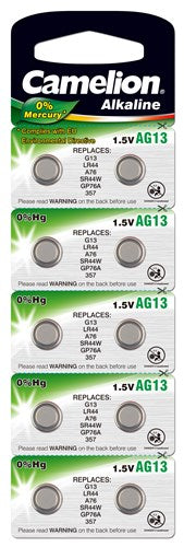 Batería Camelion LR44 D357 V13GA AG13 Tarjeta A 10 piezas