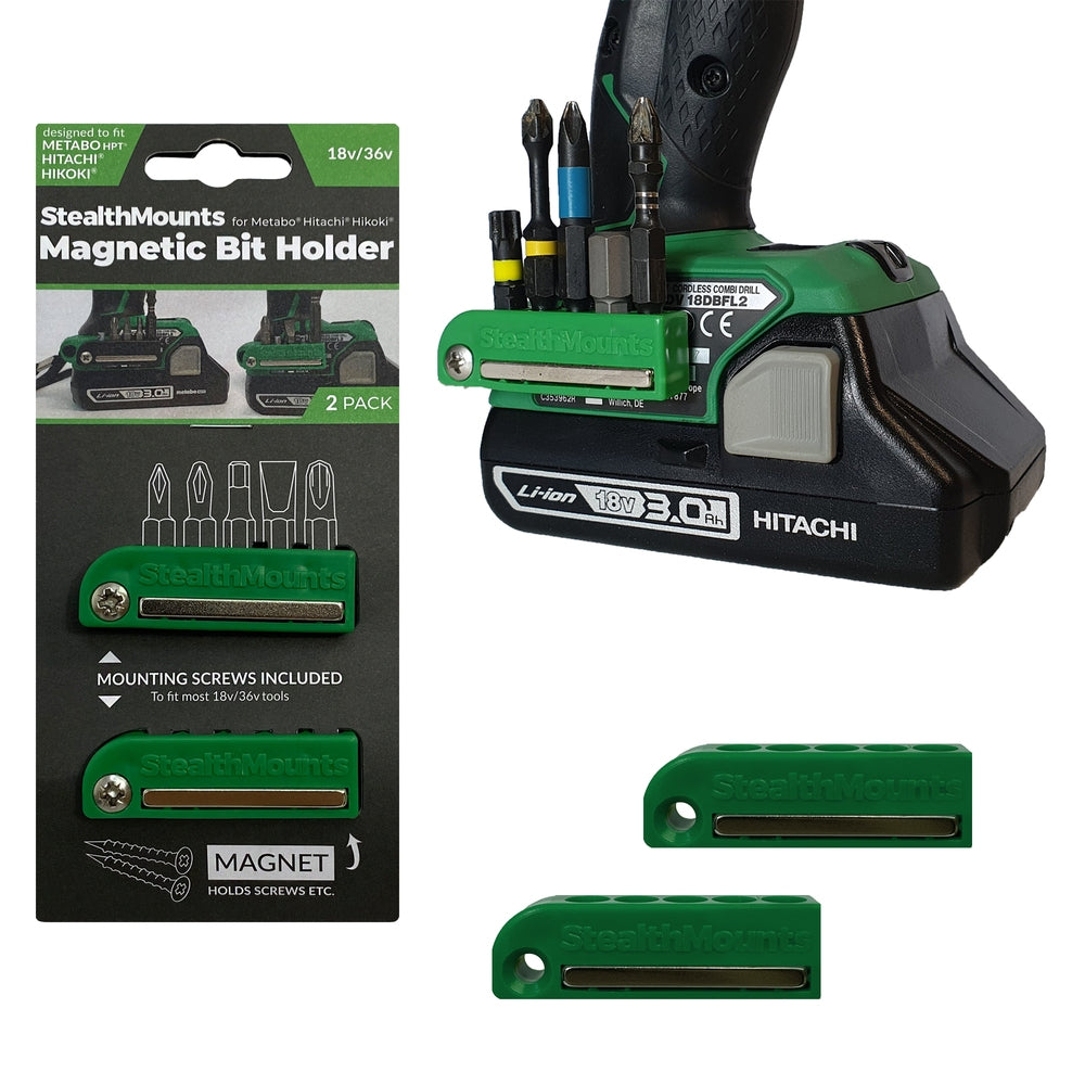 Portapuntas Stealth Mounts para Hikoki Metabo HPT Hitachi | verde | 2 piezas - bh-mhh-grn-2