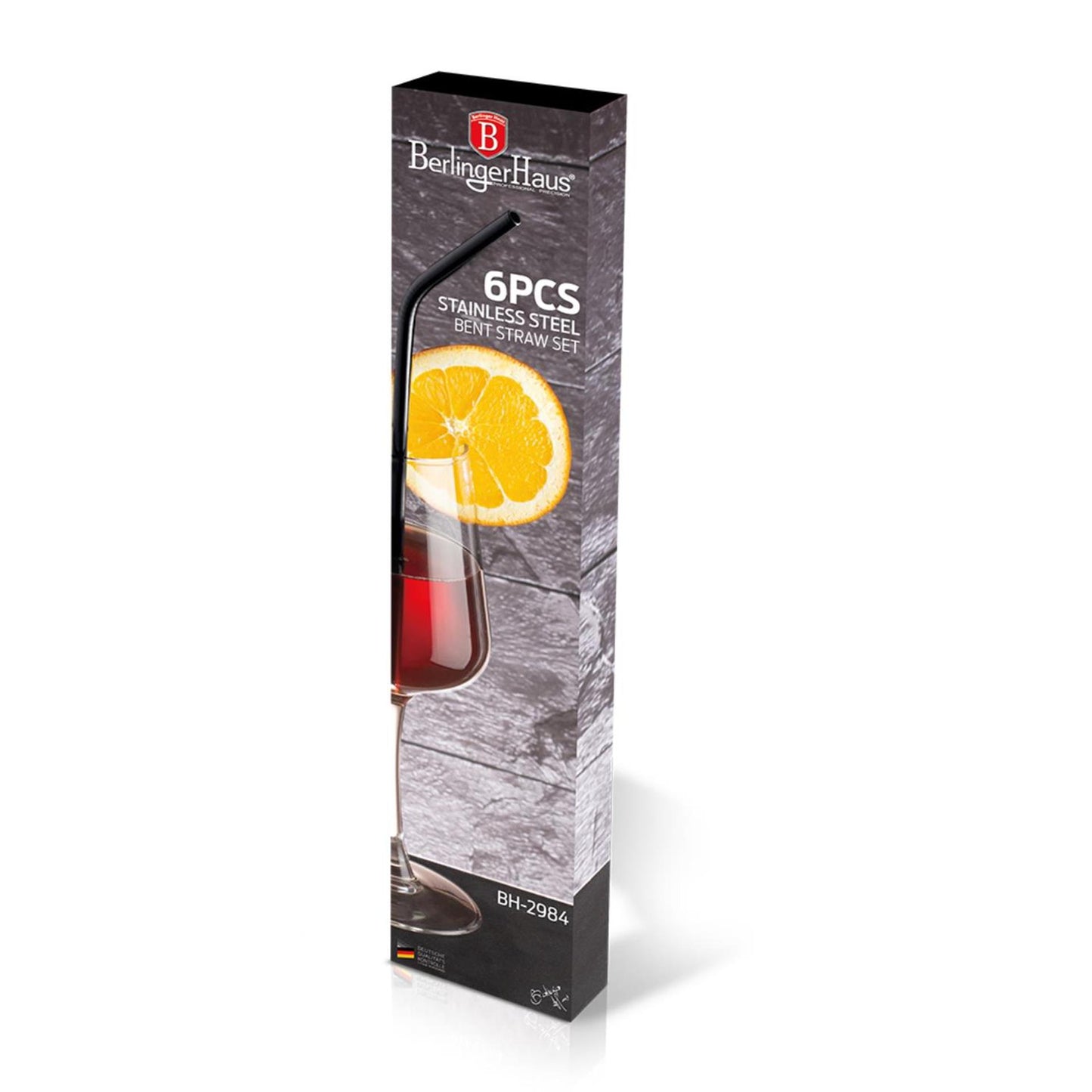 Berlingerhaus straws 6 pcs stainless steel black