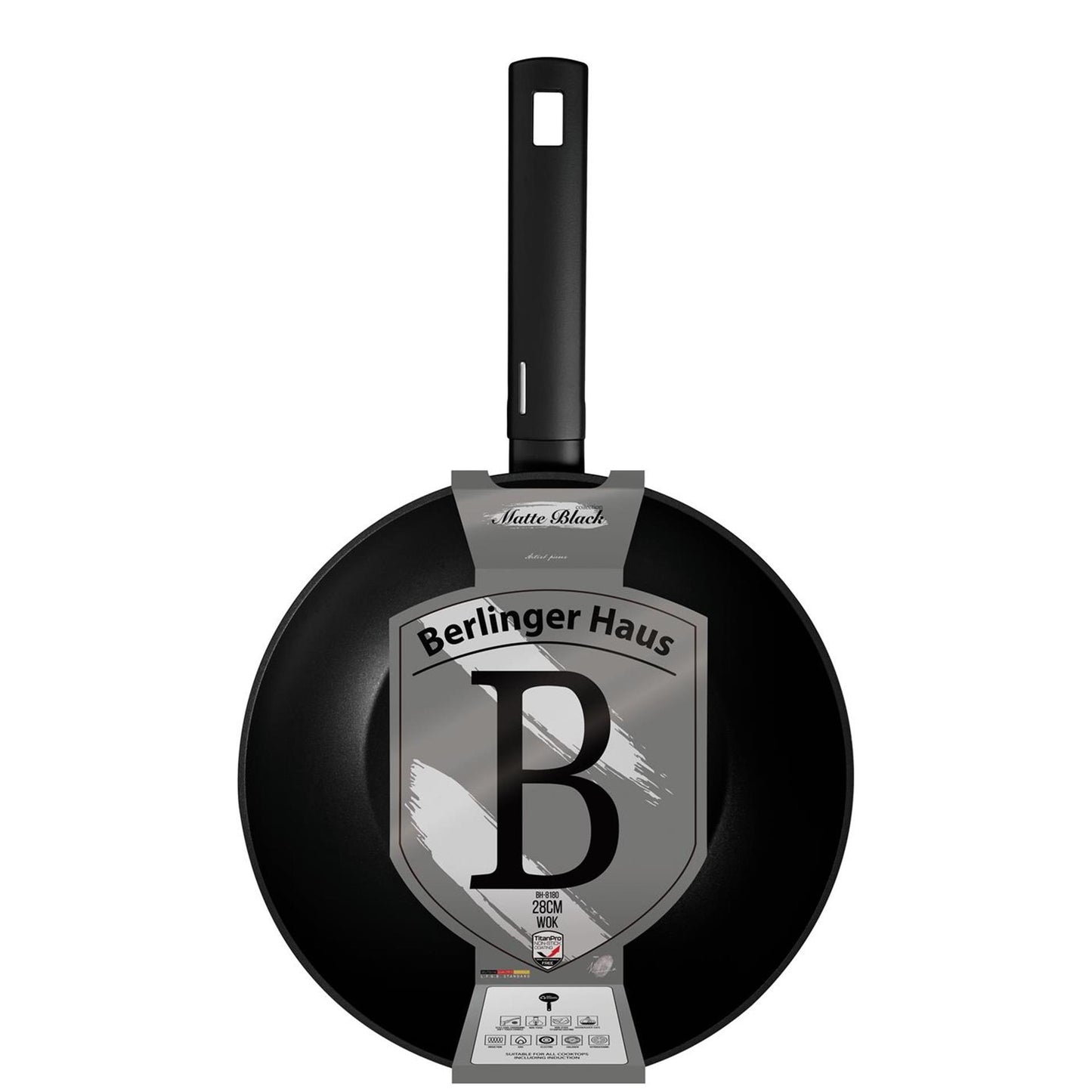 Sartén wok Berlingerhaus negro mate 28cm