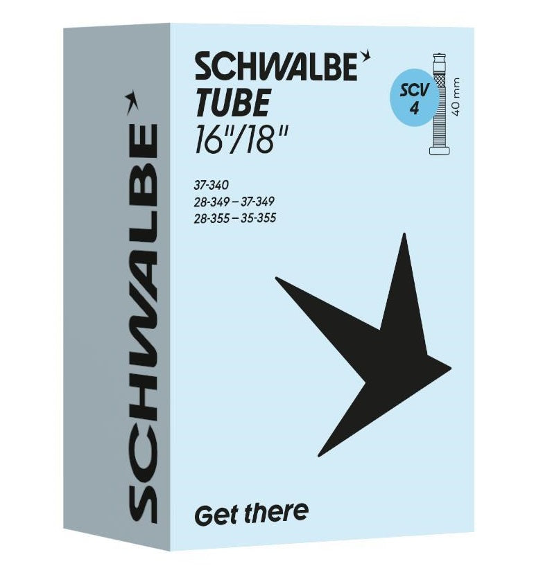 Schwalbe Tubo interior SCV4 16 18 pulgadas 28 37-340 355 Válvula Clik 40 mm
