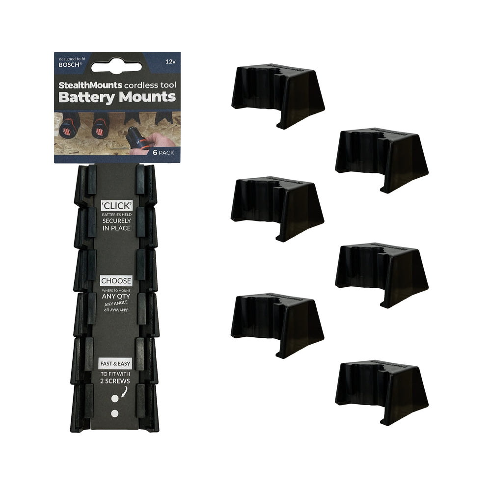 Portabatteria Stealthmounts bm-bo108-blk-6 per bosch 10.8 12v | nero | Confezione da 6 - bm-bo108-blk-6