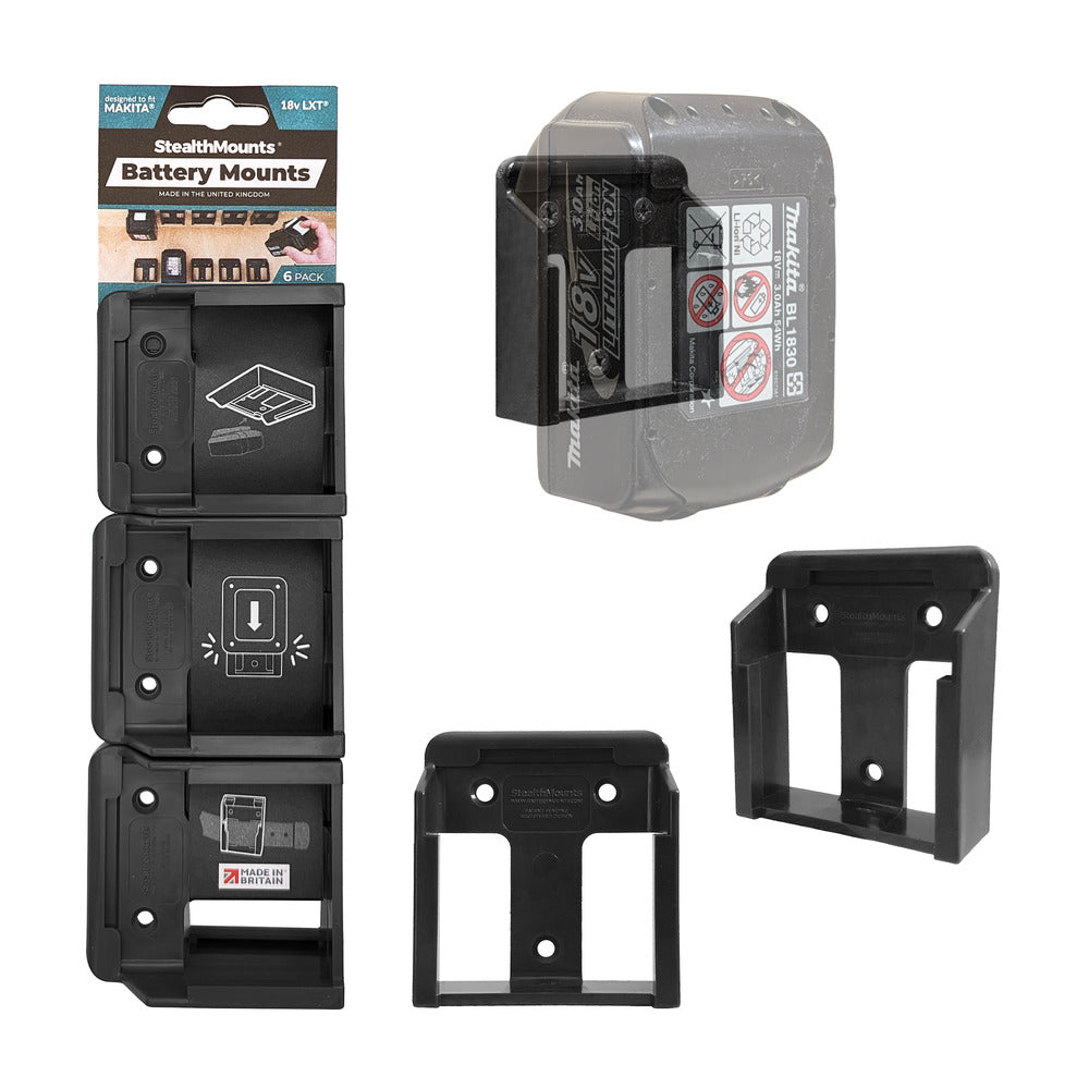 Stealth monta portabatterie per makita 18v | nero | 6 pezzi -bm-mk18-6