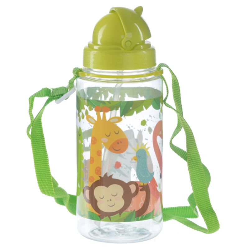 Zoológico Sostenible BPA Free 450 ml de botella de agua infantil paja