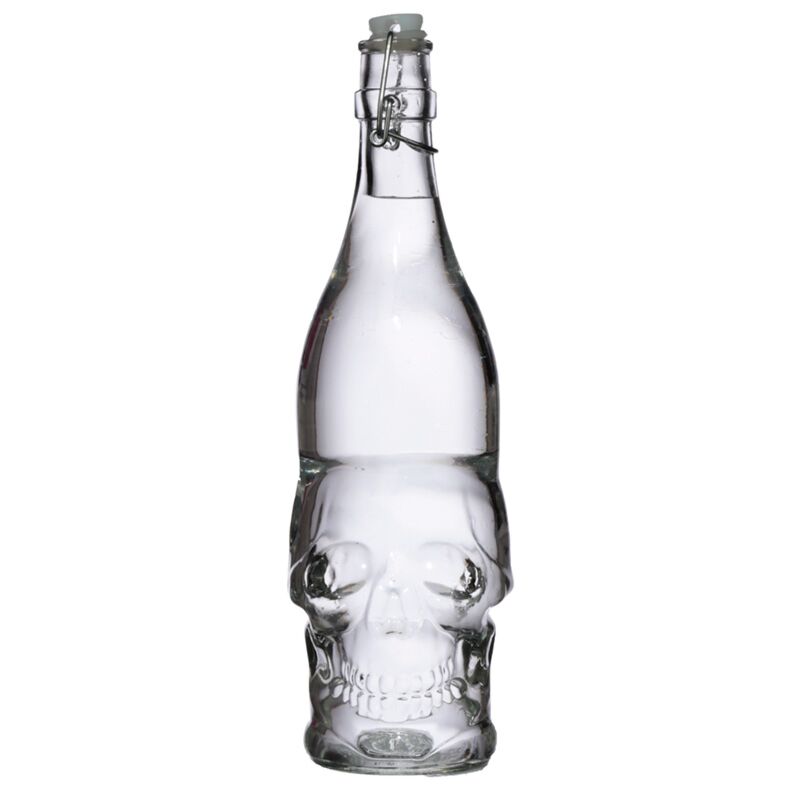 Botella de agua de vidrio duradera en forma de cráneo 1000 ml de bebidas frías