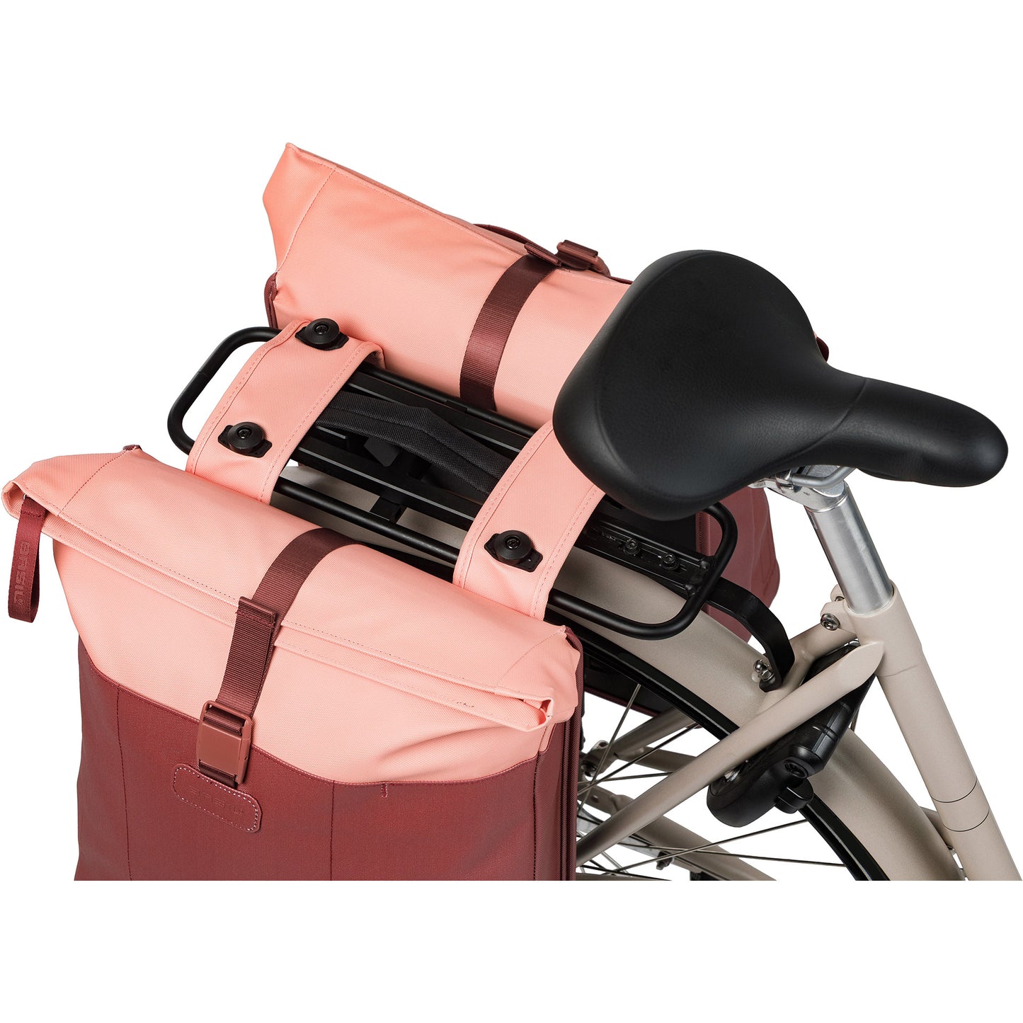 Basil borsa doppia da bicicletta vive mik 28-35l 14 x 30 x 38 cm - bordeaux rosa