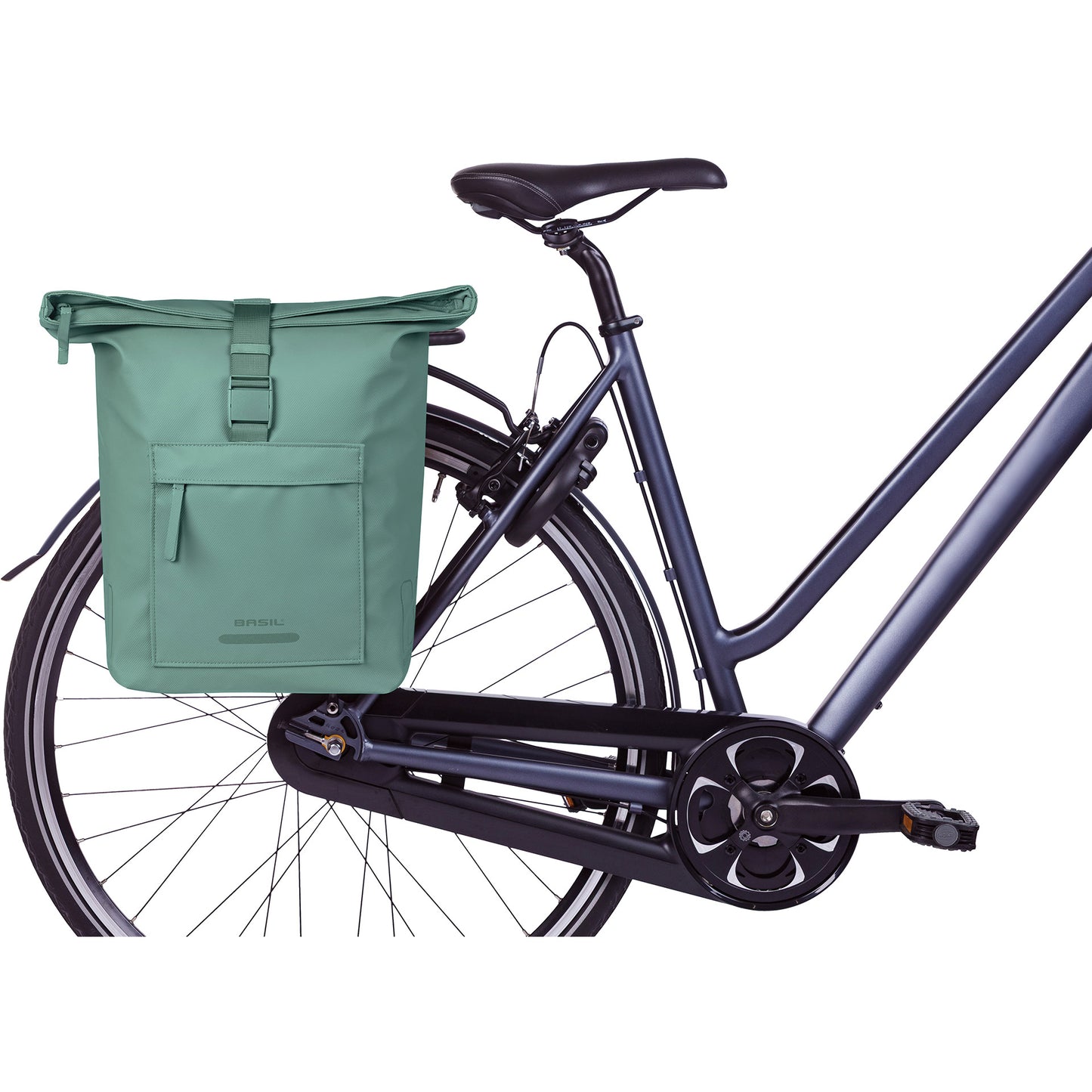 Basil bolsa doble para bicicleta brooklyn mik 41l 14 x 30 x 37 cm - verde