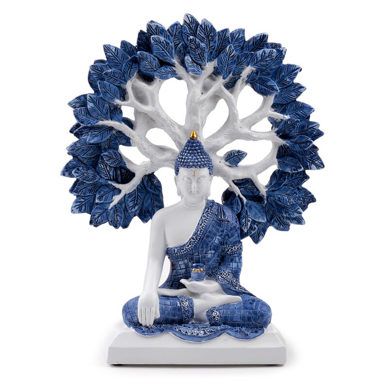 Azul blanco tailandés buda de la vida