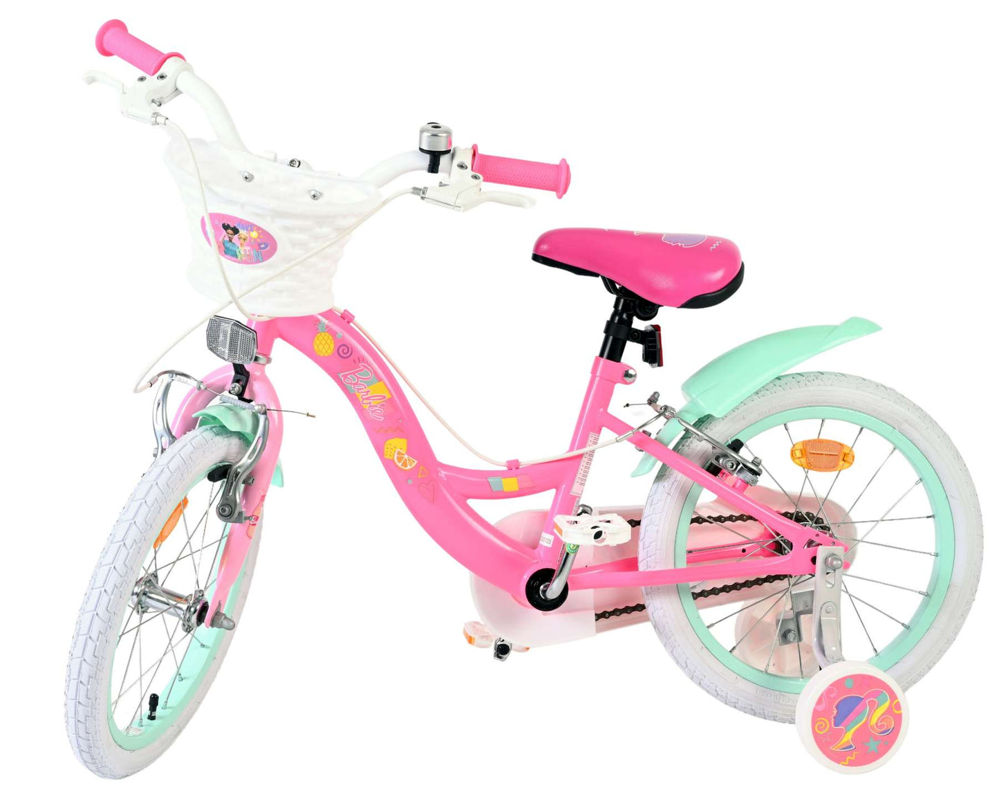 Bicicleta infantil Barbie - niña - 16 pulgadas - rosa - dos frenos de mano